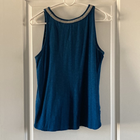 🛍️DONATED | Banana Republic | Blue Scoop Tank Beaded Neckline Small - Picture 5 of 10